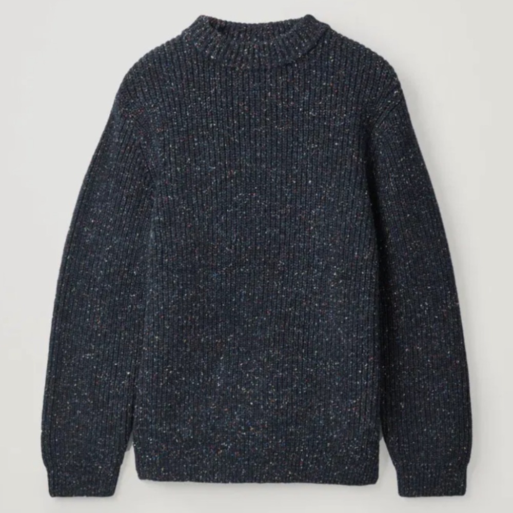 COS Men's Speckled Black Crewneck Sweater